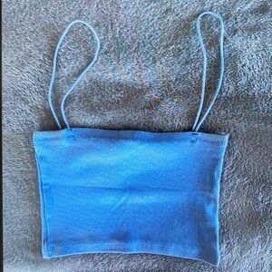 Blue Ribbed Crop Top